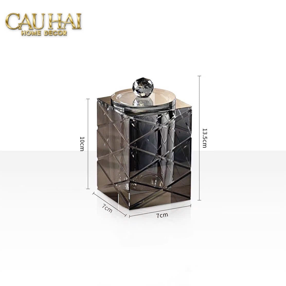 Home Couture - Lọ Tăm Bông Pha Lê Lumière Cannage Facetté Diamant Vanity - CẬU HAI HOME DECOR