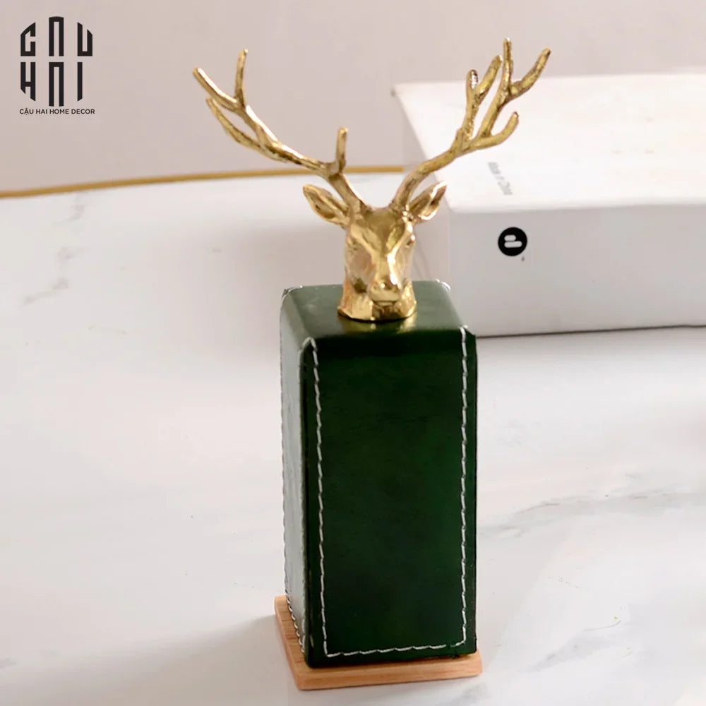 Home Couture - Lọ Tăm Oakwood Lux Leather - Vert Alley - CẬU HAI HOME DECOR