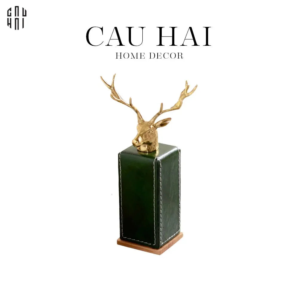 Home Couture - Lọ Tăm Oakwood Lux Leather - Vert Alley - CẬU HAI HOME DECOR