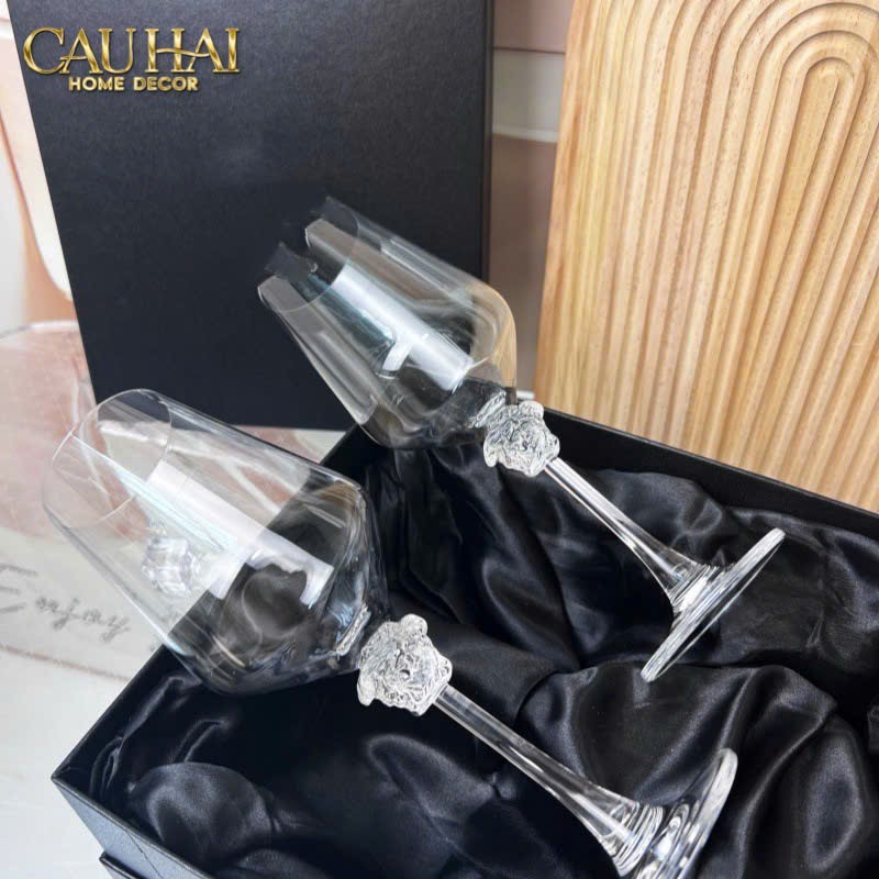 Home Couture - Set 2 Ly Medusa Firma Lusso 476Ml Vino Rosso Glasses Full Box - CẬU HAI HOME DECOR