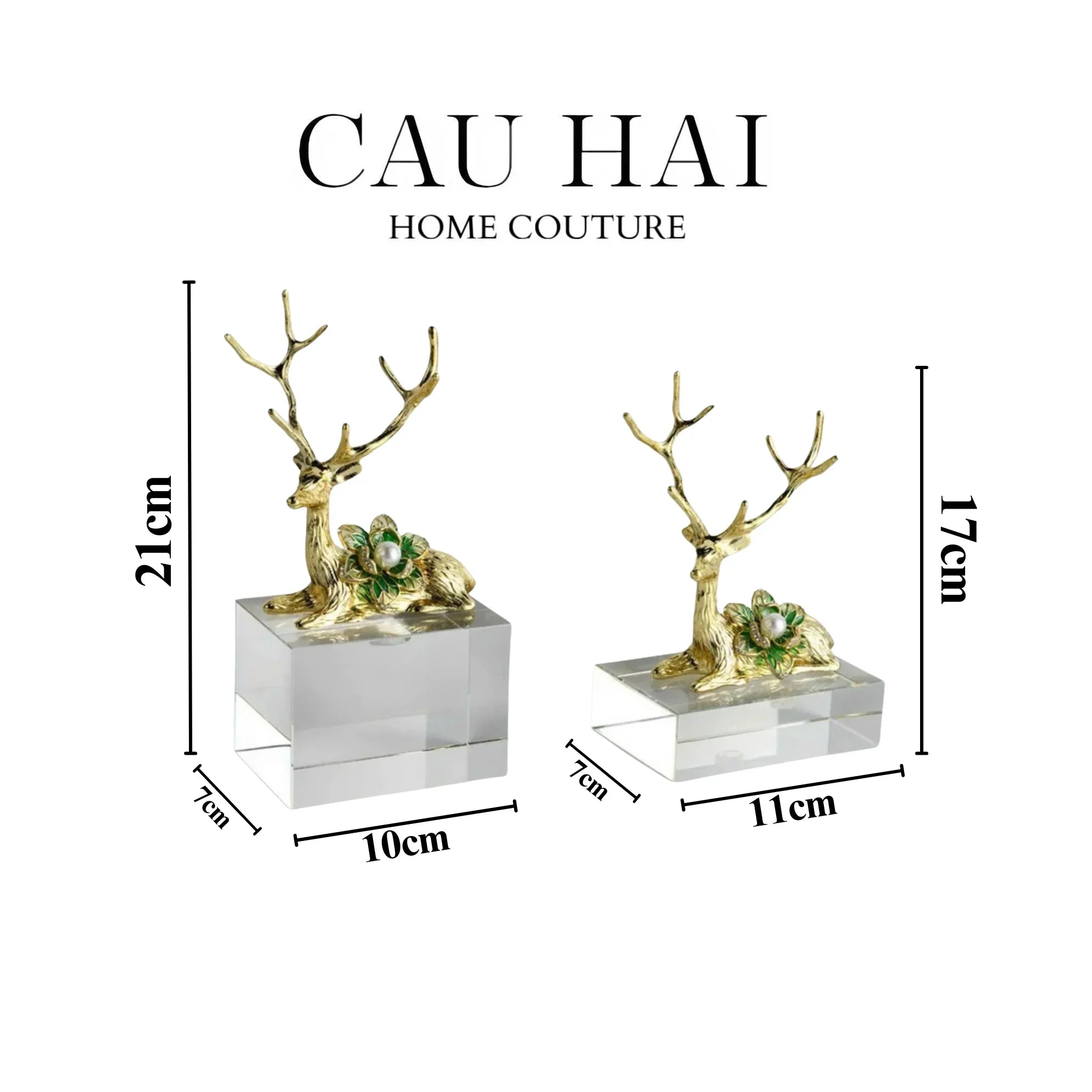 HOME COUTURE - SET 2 TƯỢNG HƯƠU ĐỒNG PHA LÊ - PEARL ELK H21/17