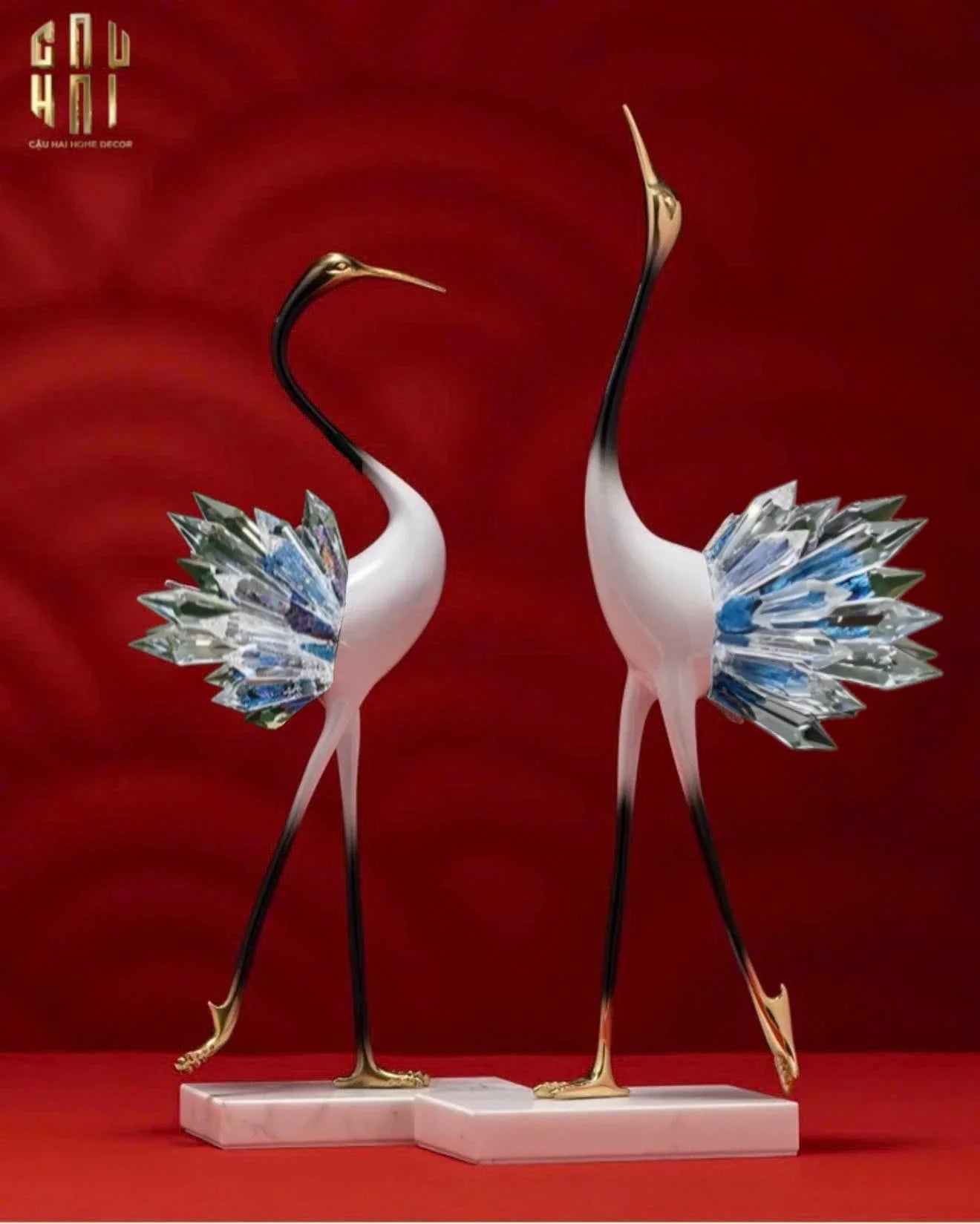 HOME COUTURE - SET 2 TƯỢNG TIÊN HẠC PHA LÊ - CELESTIAL CRYSTAL CRANES