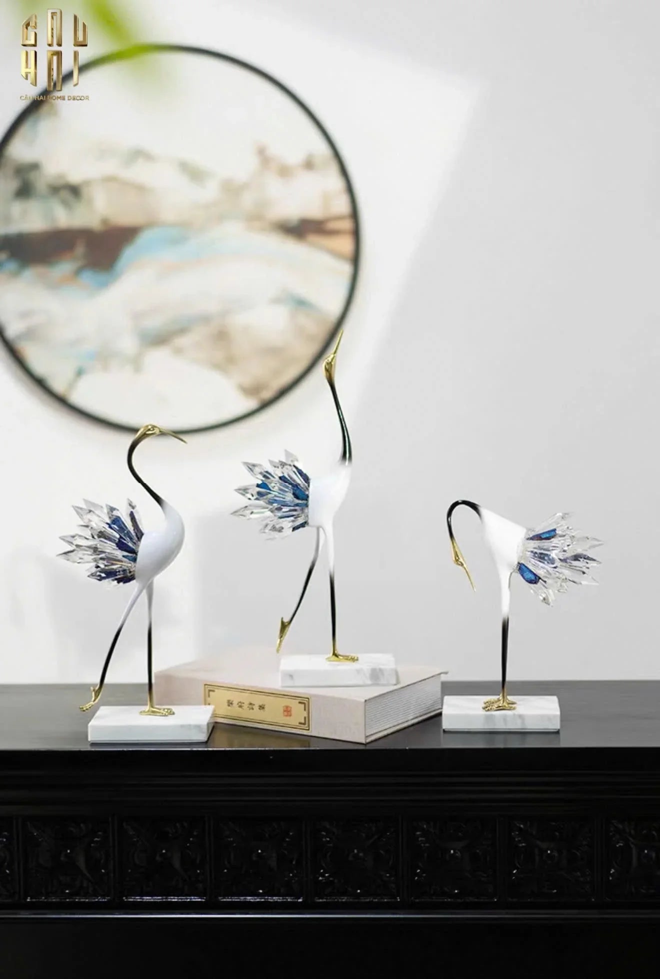 HOME COUTURE - SET 2 TƯỢNG TIÊN HẠC PHA LÊ - CELESTIAL CRYSTAL CRANES