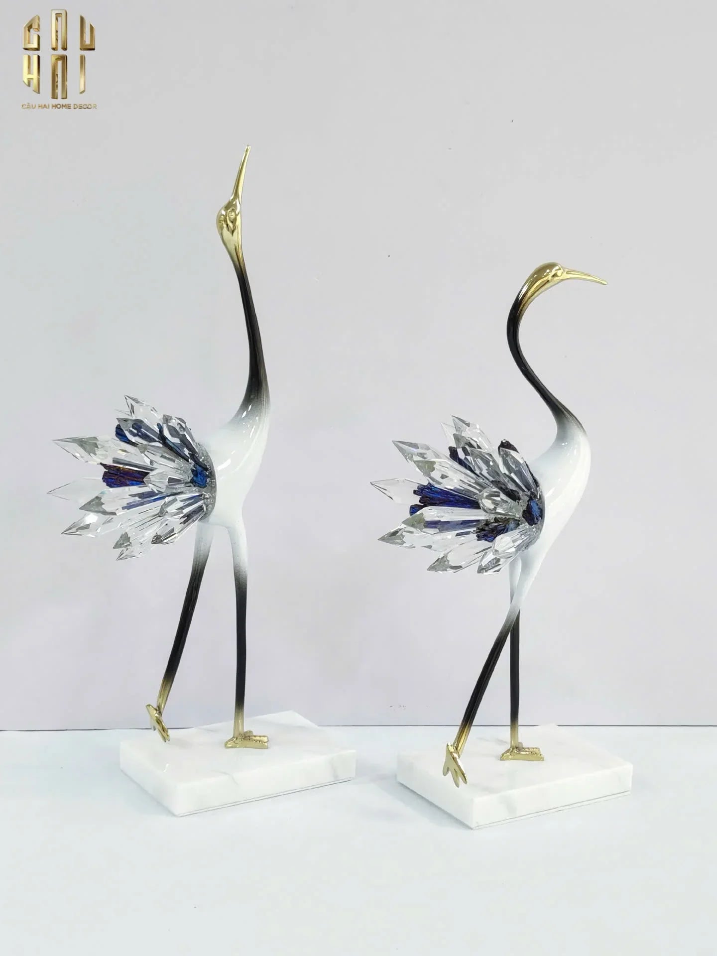 HOME COUTURE - SET 2 TƯỢNG TIÊN HẠC PHA LÊ - CELESTIAL CRYSTAL CRANES