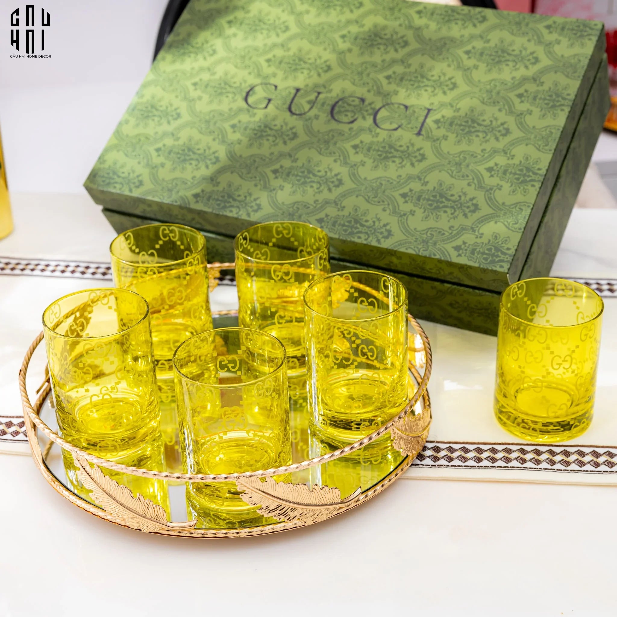 HOME COUTURE - SET 6 LY THUỶ TINH GG JUNGLE - FULL BOX SS25-CẬU HAI HOME DECOR