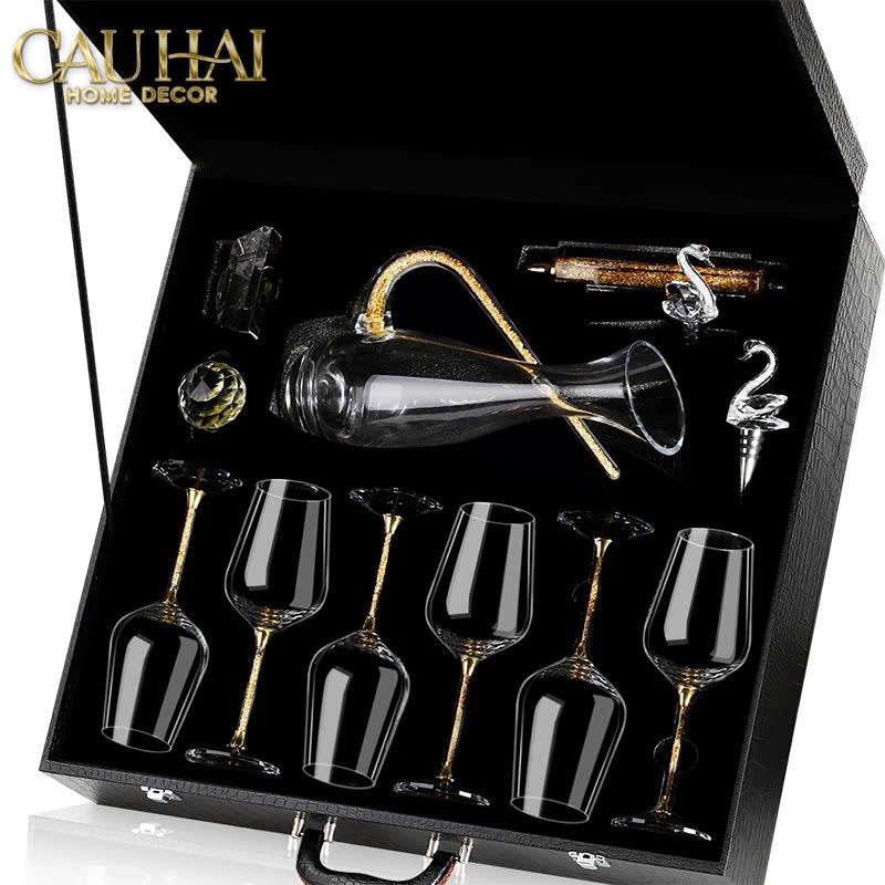 Home Couture - Set Bình Decanter Ritz - Carlton Leather Box 8 Ly 430Ml - CẬU HAI HOME DECOR