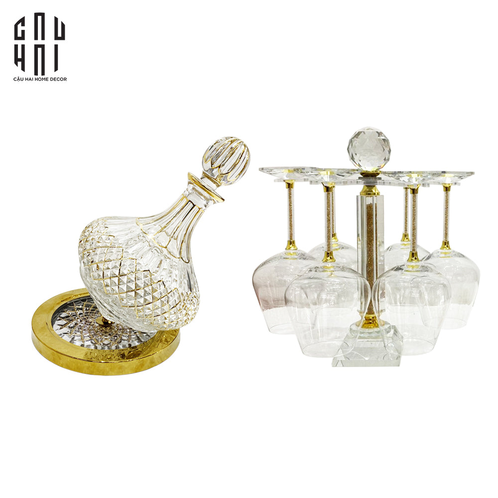 HOME COUTURE - SET BÌNH RƯỢU VANG PHA LÊ GLORIOUS OXFORD DECANTER & GLASSES 520ML SS25 - CẬU HAI HOME DECOR