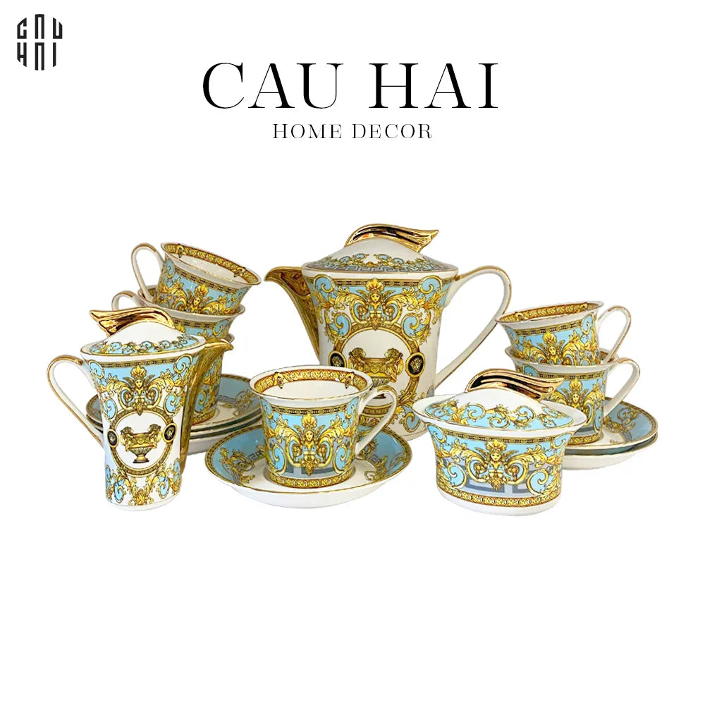 HOME COUTURE - SET BÌNH TRÀ BLUE BAROCCO FULL BOX SS25