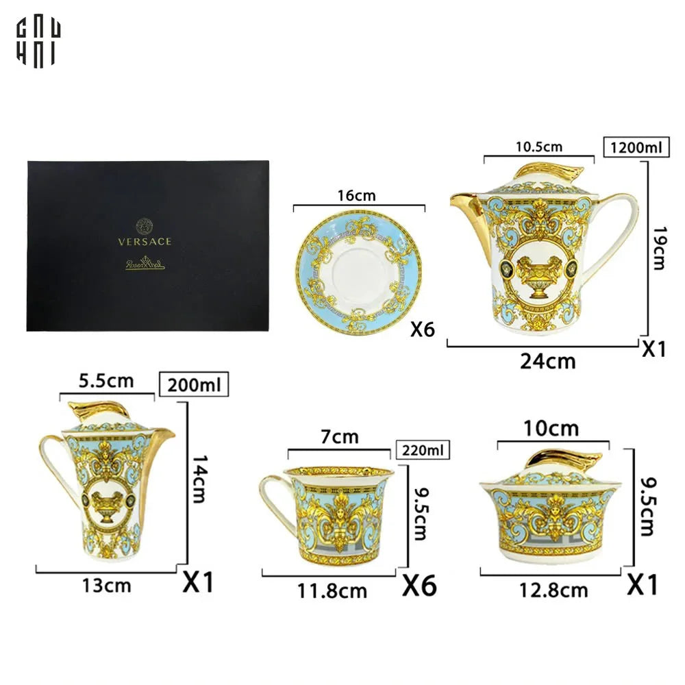 HOME COUTURE - SET BÌNH TRÀ BLUE BAROCCO FULL BOX SS25-CẬU HAI HOME DECOR