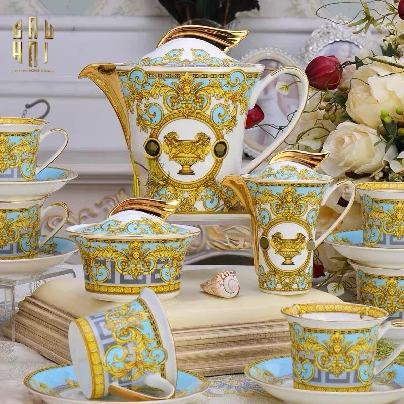HOME COUTURE - SET BÌNH TRÀ BLUE BAROCCO FULL BOX SS25-CẬU HAI HOME DECOR