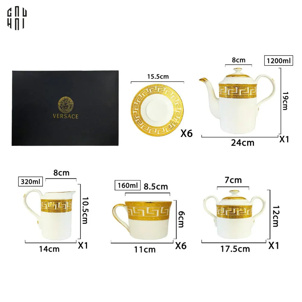 HOME COUTURE - SET BÌNH TRÀ GOLDEN GREEK KEY - FULL BOX SS25