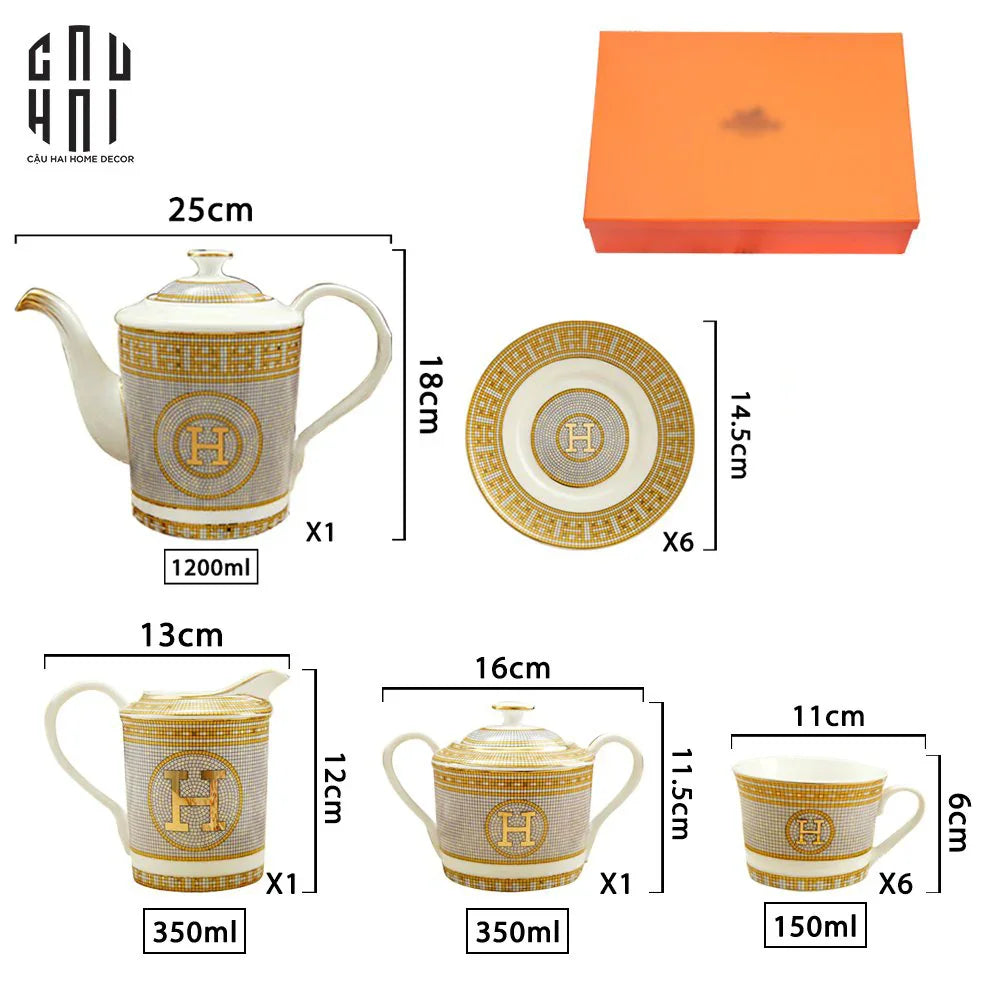 HOME COUTURE - SET BÌNH TRÀ HELIOS LUXURY 21PCS - LEATHER BOX SS25