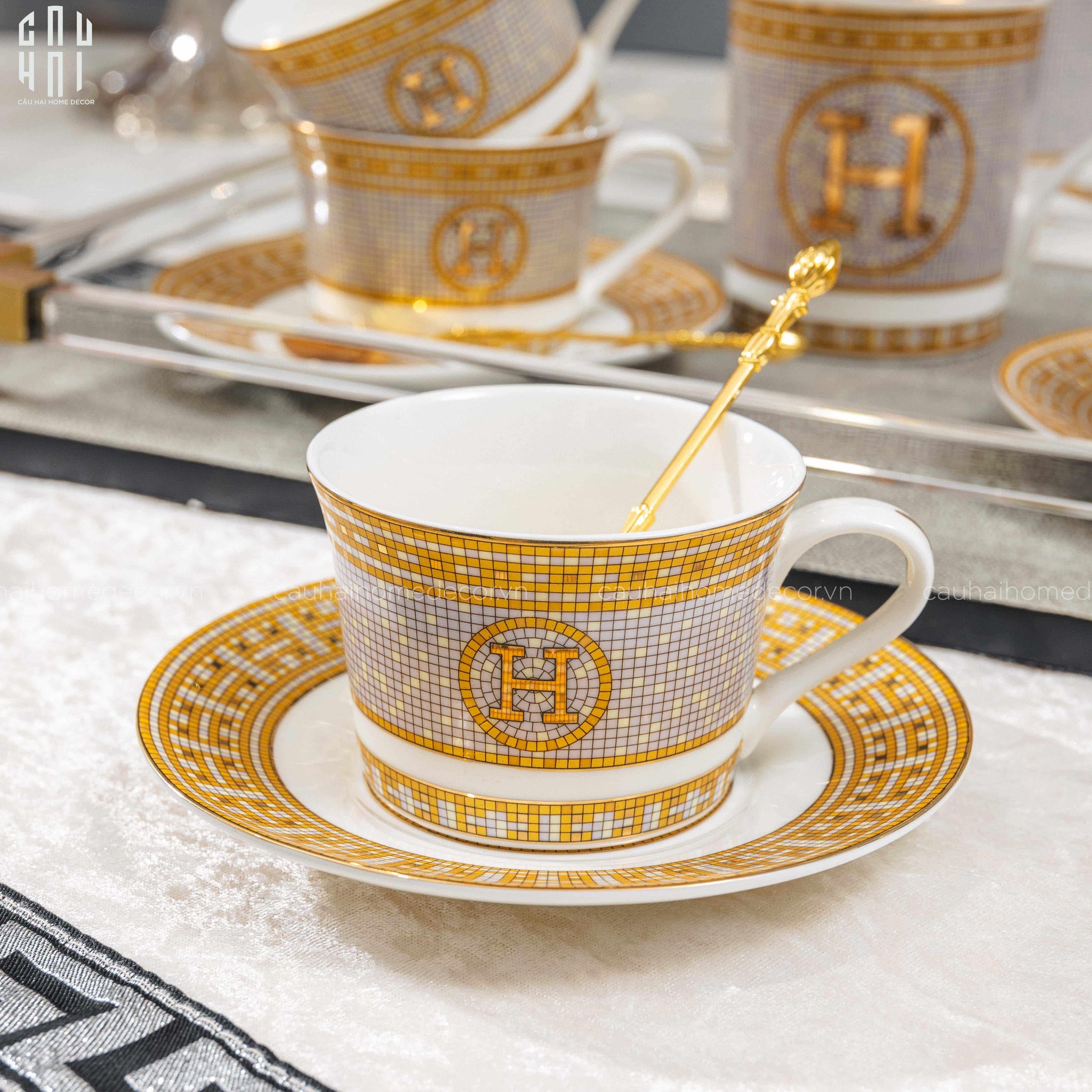 HOME COUTURE - SET BÌNH TRÀ HELIOS LUXURY 21PCS - LEATHER BOX SS25-CẬU HAI HOME DECOR