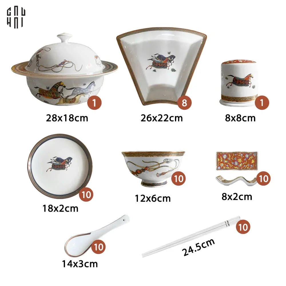 HOME COUTURE - SET CHÉN DĨA "CHEVAL D'HÉRITAGE" 60PCS SS25