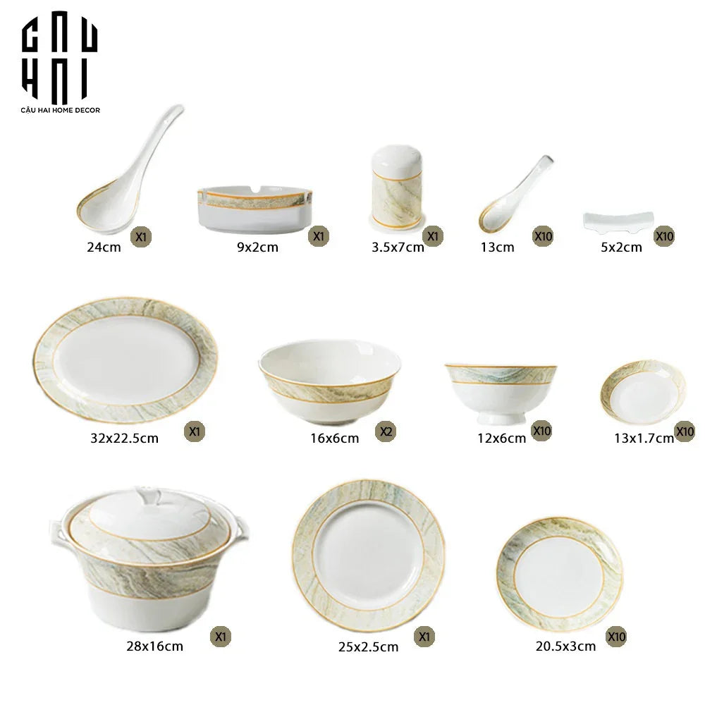 MAISON DE LUXE - SET CHÉN DĨA LA SATURNE D'OR 58PCS SS25