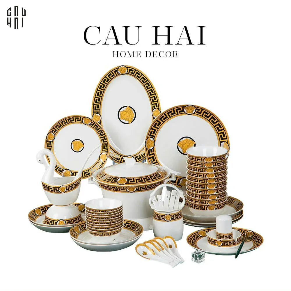 MAISON DE LUXE - SET CHÉN DĨA PRESTIGE MEDUSA GREEK KEY VIRTUS 48pcs SS25
