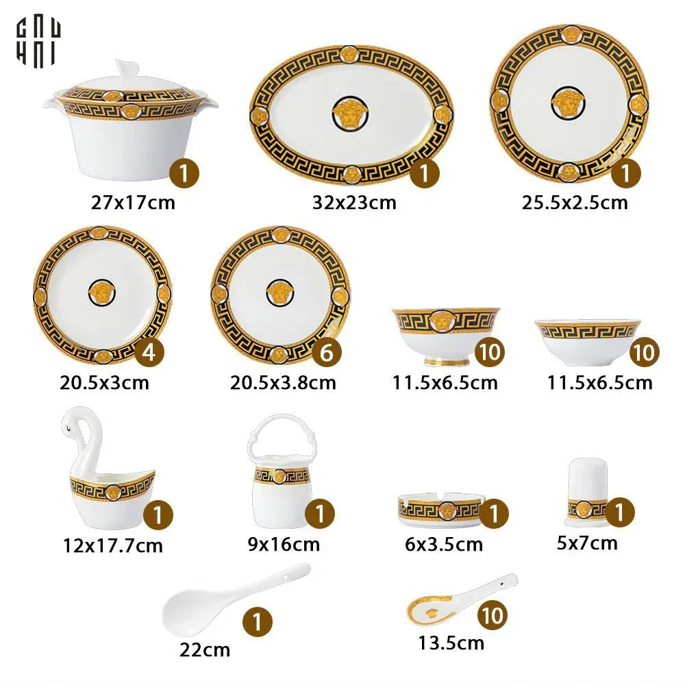 MAISON DE LUXE - SET CHÉN DĨA PRESTIGE MEDUSA GREEK KEY VIRTUS 48pcs SS25