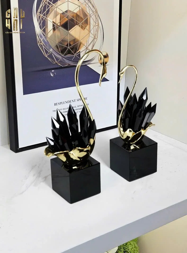 HOME COUTURE - SET TƯỢNG THIÊN NGA BLACK CRYSTAL H24/29-CẬU HAI HOME DECOR