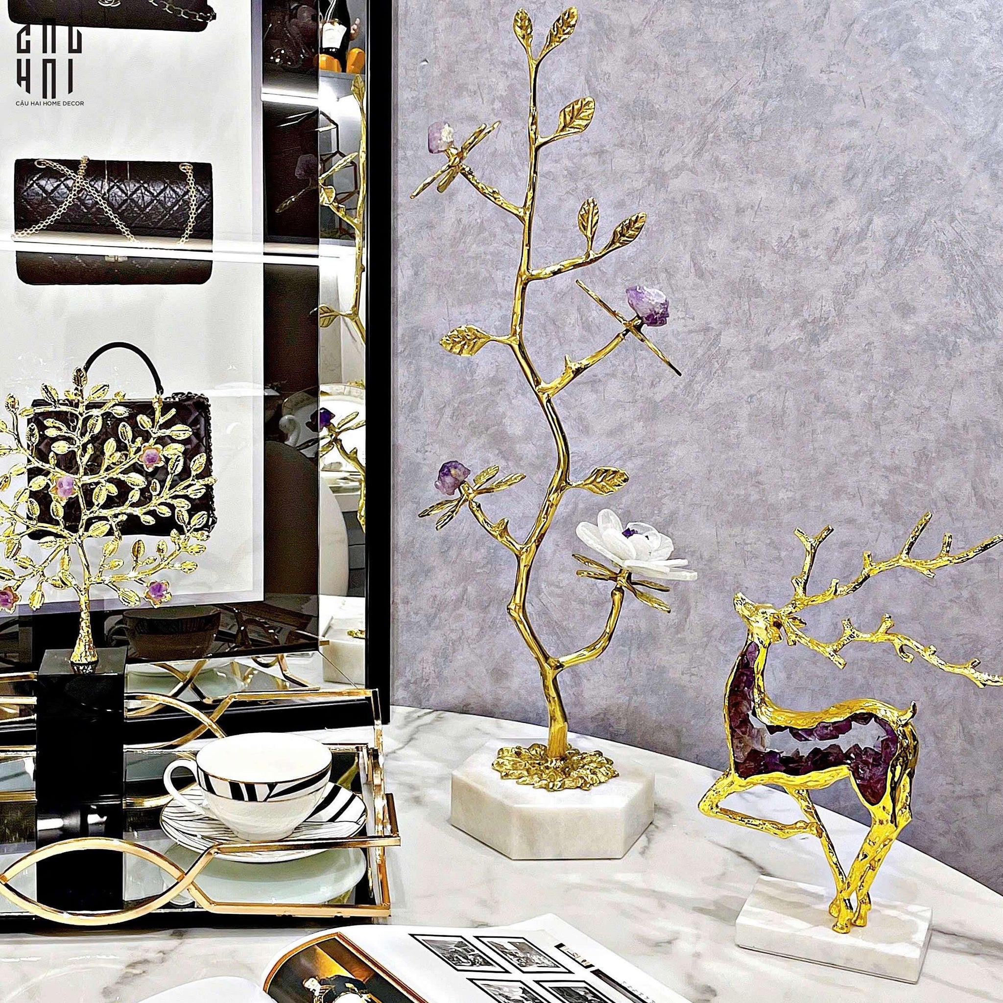 HOME COUTURE - TƯỢNG ĐỒNG ĐÁ QUÝ GOLDEN HESPERIDES TREE