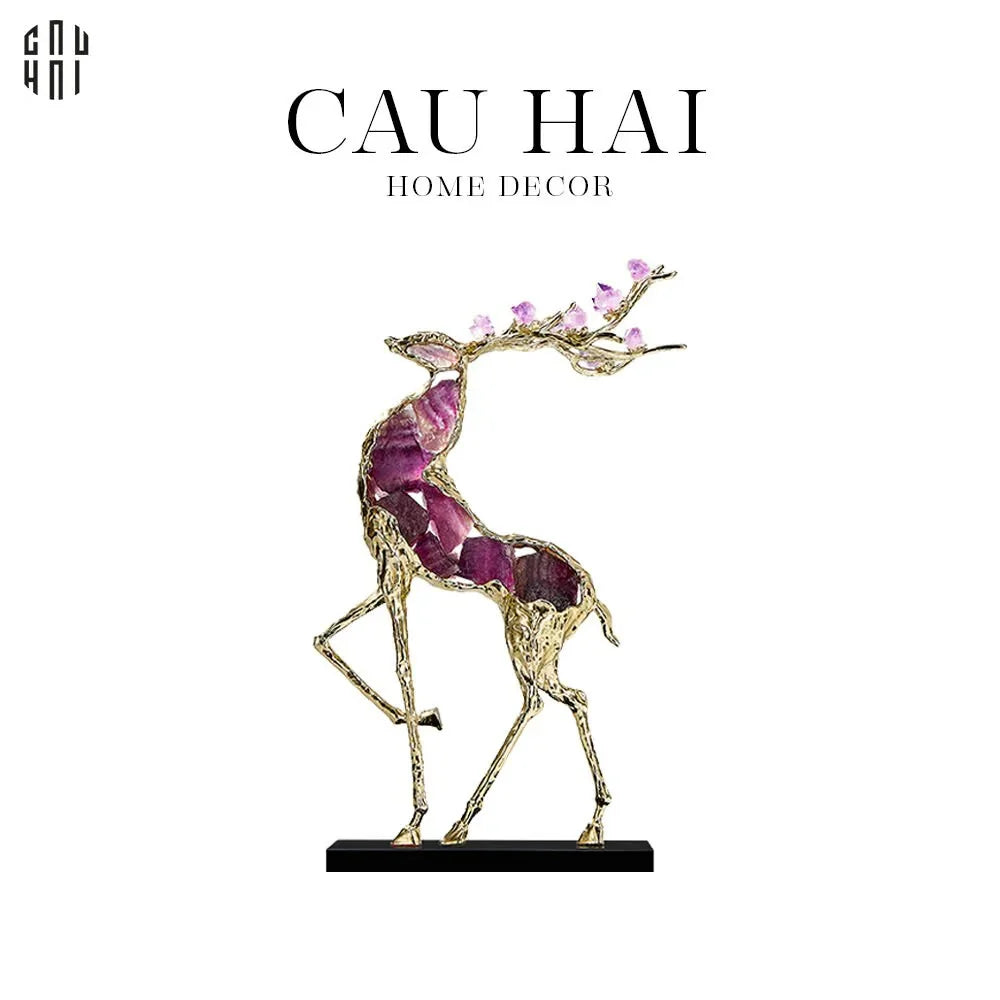 HOME COUTURE - TƯỢNG HƯƠU ĐỒNG ĐÁ QUÝ STANDING GODDESS ELK SS25-CẬU HAI HOME DECOR