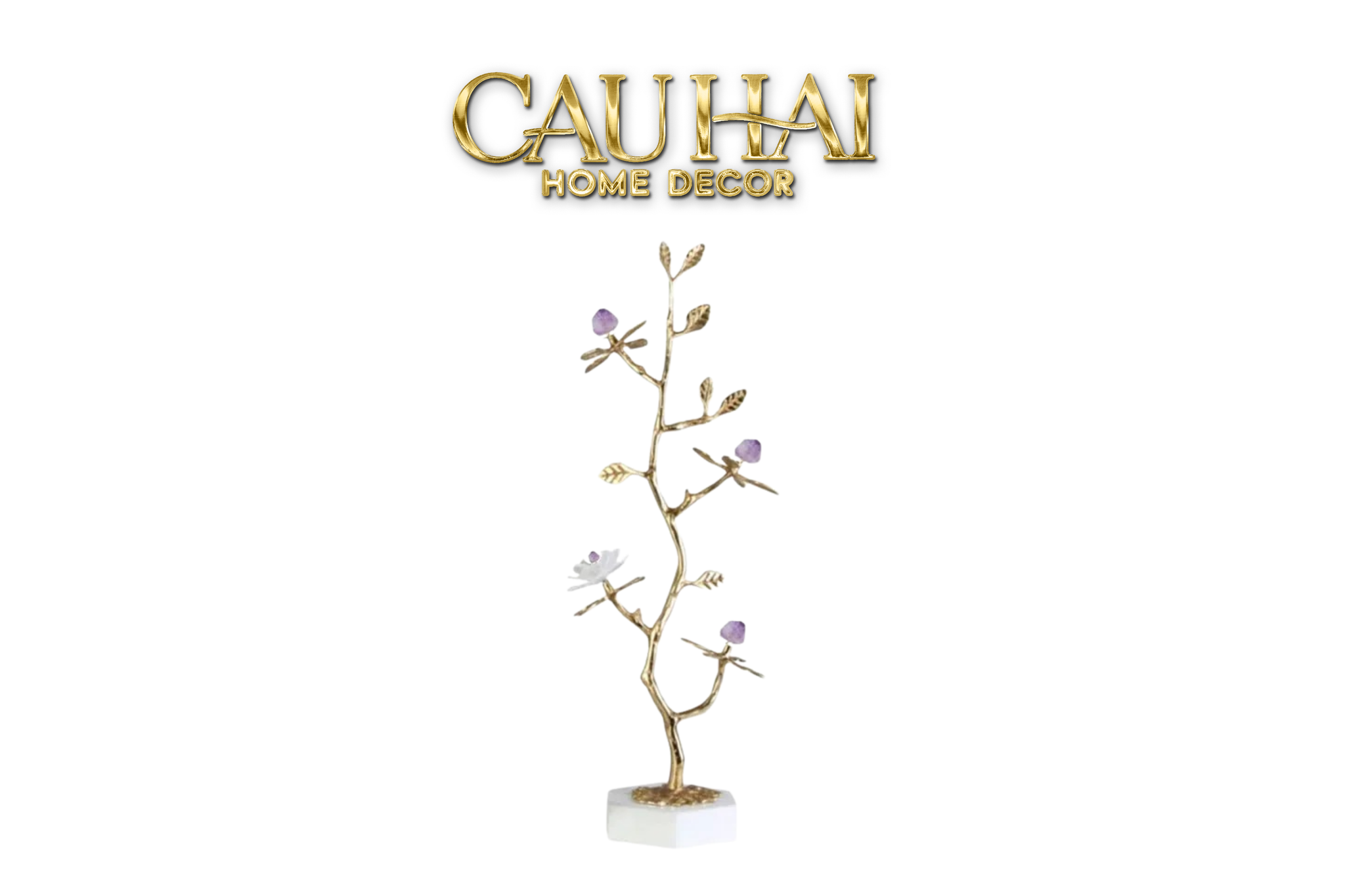 Home Couture - Tượng Nhánh Cây Đồng Lux Gems Golden Hesperides - CẬU HAI HOME DECOR