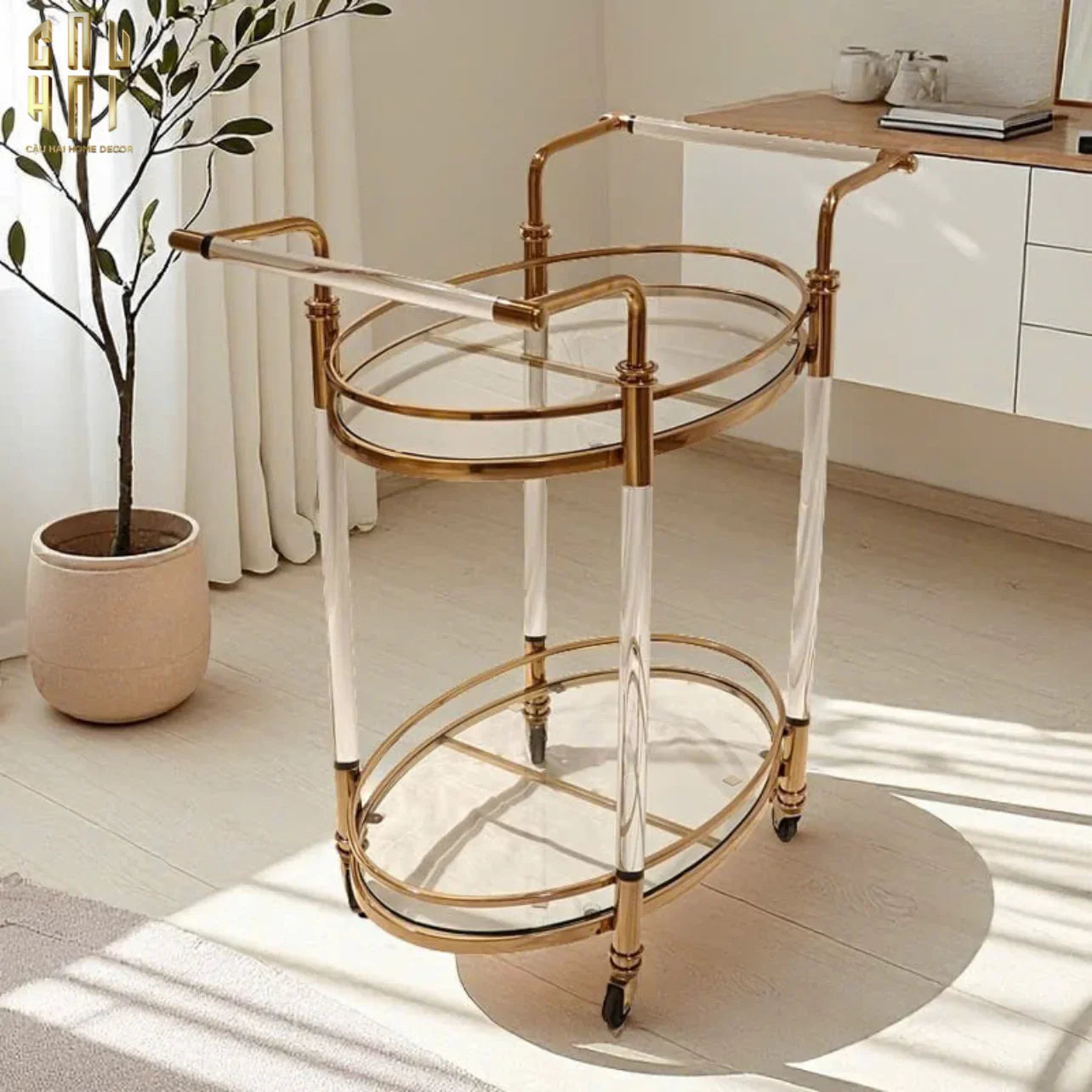 HOME COUTURE - XE QUẦY BAR GOLDEN LUCID TROLLEY