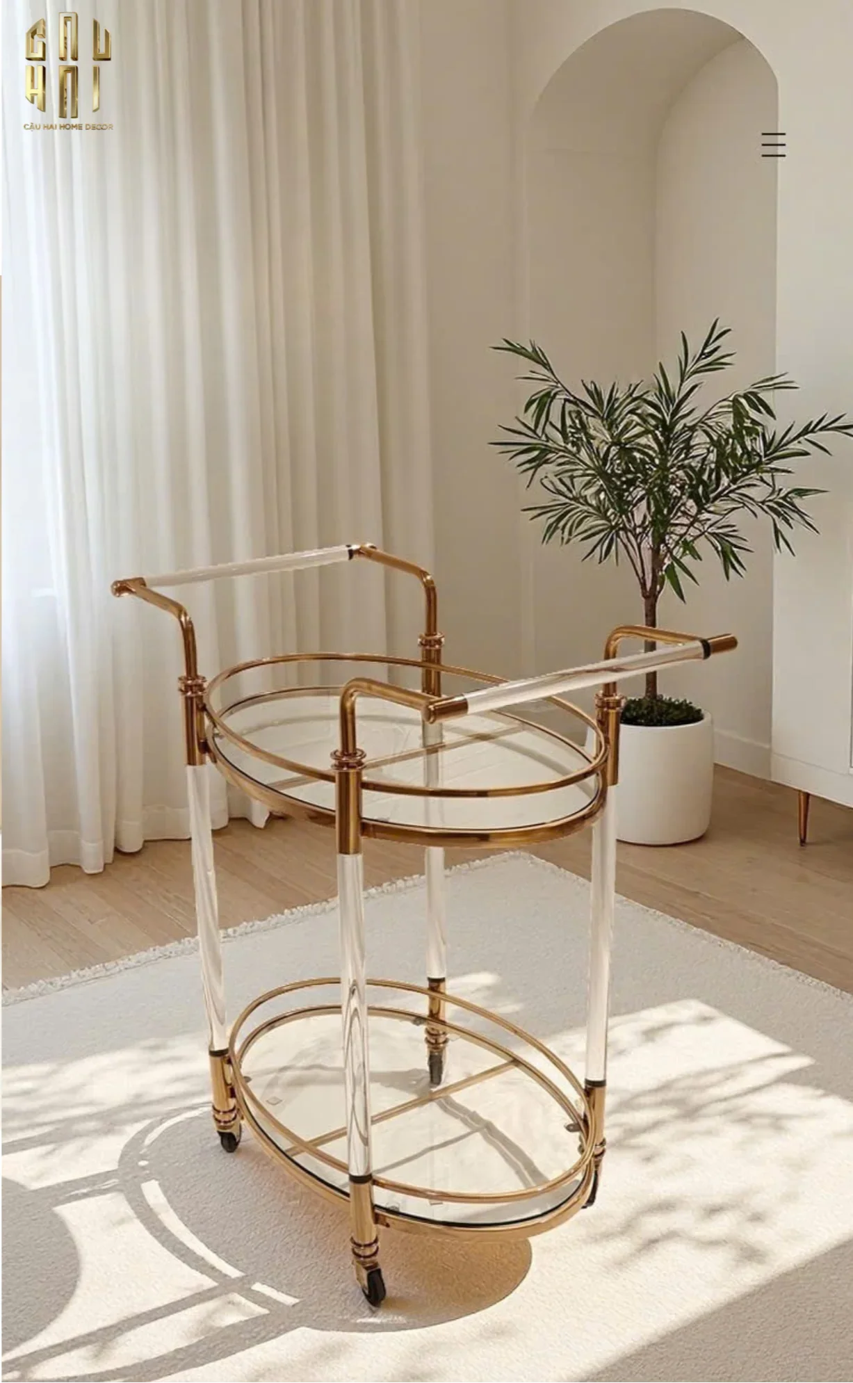 HOME COUTURE - XE QUẦY BAR GOLDEN LUCID TROLLEY