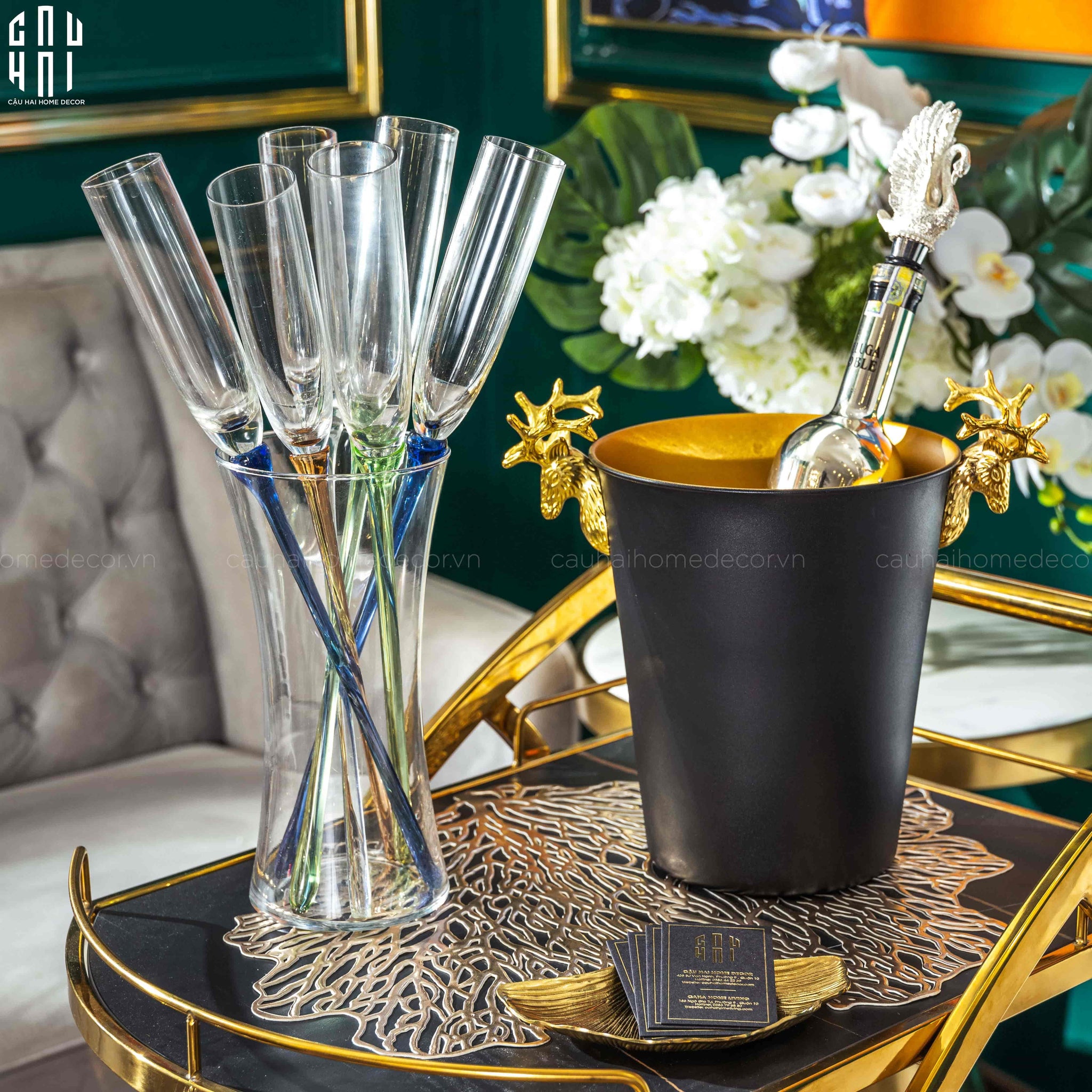 MAISON DE LUXE.- GOLDEN ELK ICE BUCKET BLACK 5L SS25