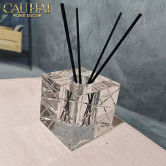 Home Fragrance - Lọ Khuếch Tán Tinh Dầu Cristalleries Cannage Facetté Smoky Gris 7x7x7-CẬU HAI HOME DECOR