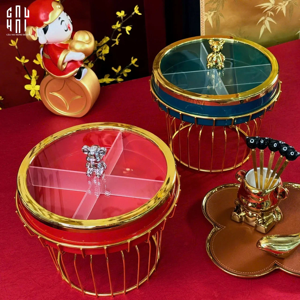 Hộp Bánh Mứt Sứ Tráng Men Alley Améthyste-Lọ kẹo Canister Bonbonnière-CẬU HAI HOME DECOR