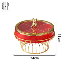 Hộp Bánh Mứt Sứ Tráng Men Rouge Golden Elk-CẬU HAI HOME DECOR