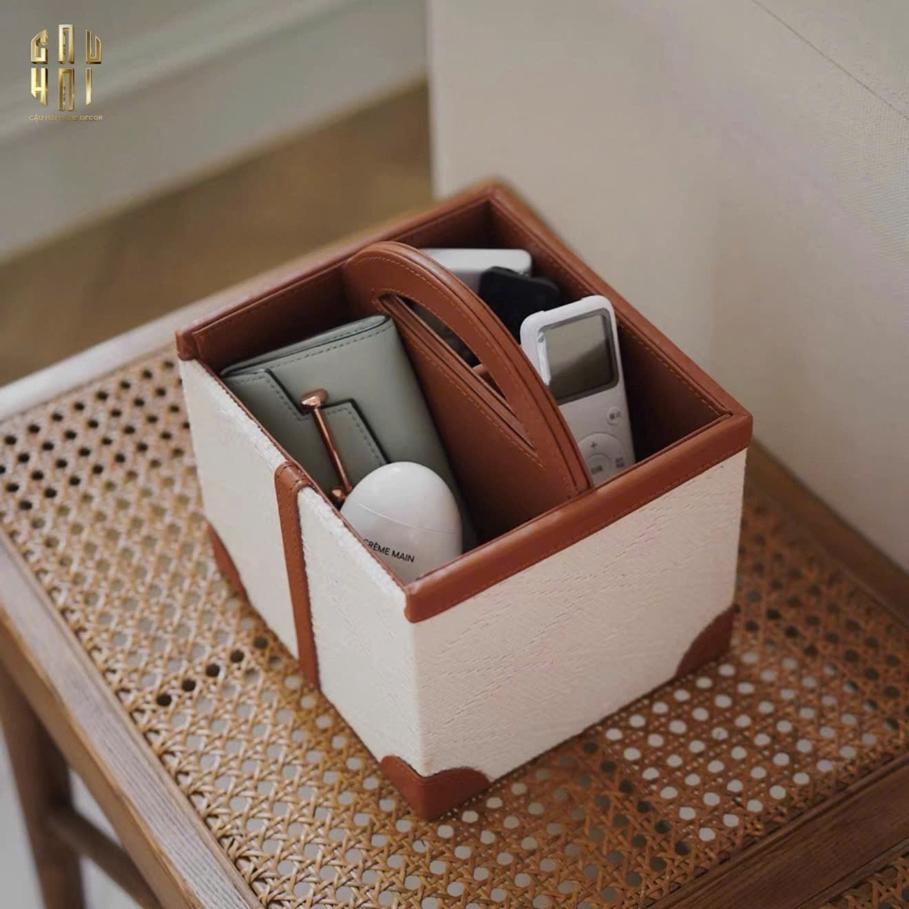 HỘP DA ĐỰNG REMOTE MARRON 3 NGĂN-CẬU HAI HOME DECOR
