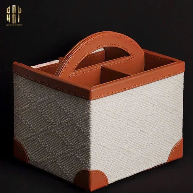 HỘP DA ĐỰNG REMOTE MARRON 3 NGĂN-CẬU HAI HOME DECOR
