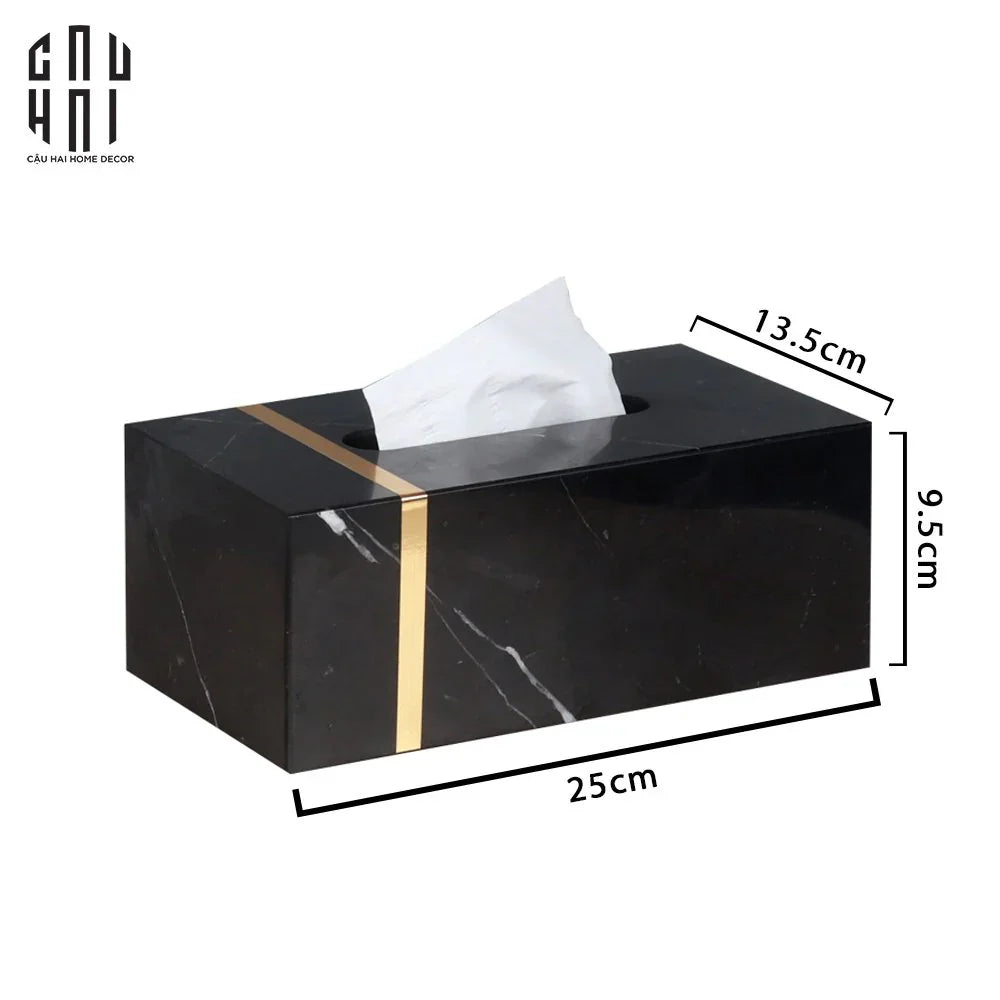 HỘP KHĂN GIẤY ARTHUR PRIME - ĐÁ MARBLE ĐEN – RECTANGLE