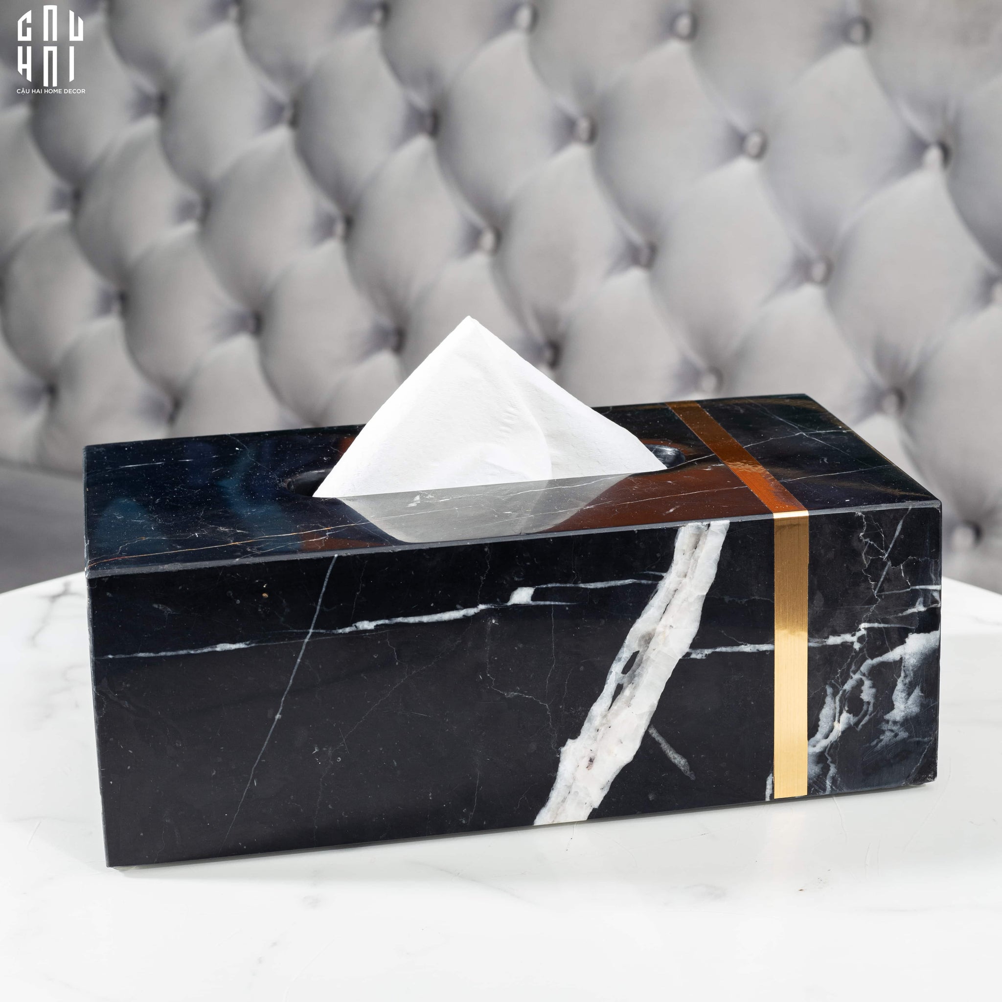 HỘP KHĂN GIẤY ARTHUR PRIME - ĐÁ MARBLE ĐEN – RECTANGLE