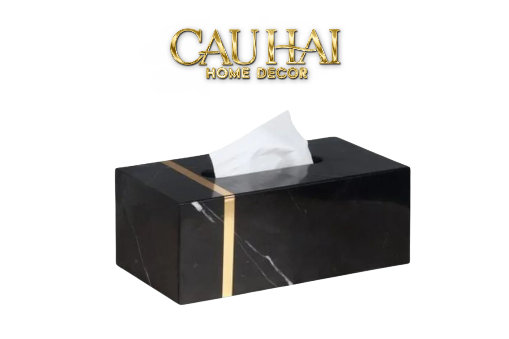 Hộp Khăn Giấy Arthur Prime - Đá Marble Đen – Rectangle - CẬU HAI HOME DECOR
