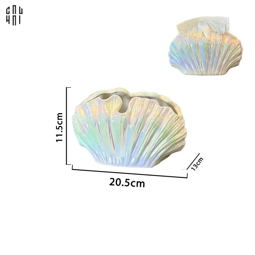 HỘP KHĂN GIẤY CERAMIC WHITE SEASHELL