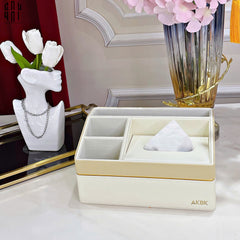 Hộp Khăn Giấy Da 4 Ngăn Remote - D'Ivoire Céline Tissue Box 17x26-HỘP KHĂN GIẤY-CẬU HAI HOME DECOR