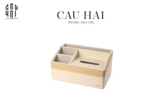 Hộp Khăn Giấy Da 4 Ngăn Remote - D'Ivoire Céline Tissue Box 17x26-HỘP KHĂN GIẤY-CẬU HAI HOME DECOR