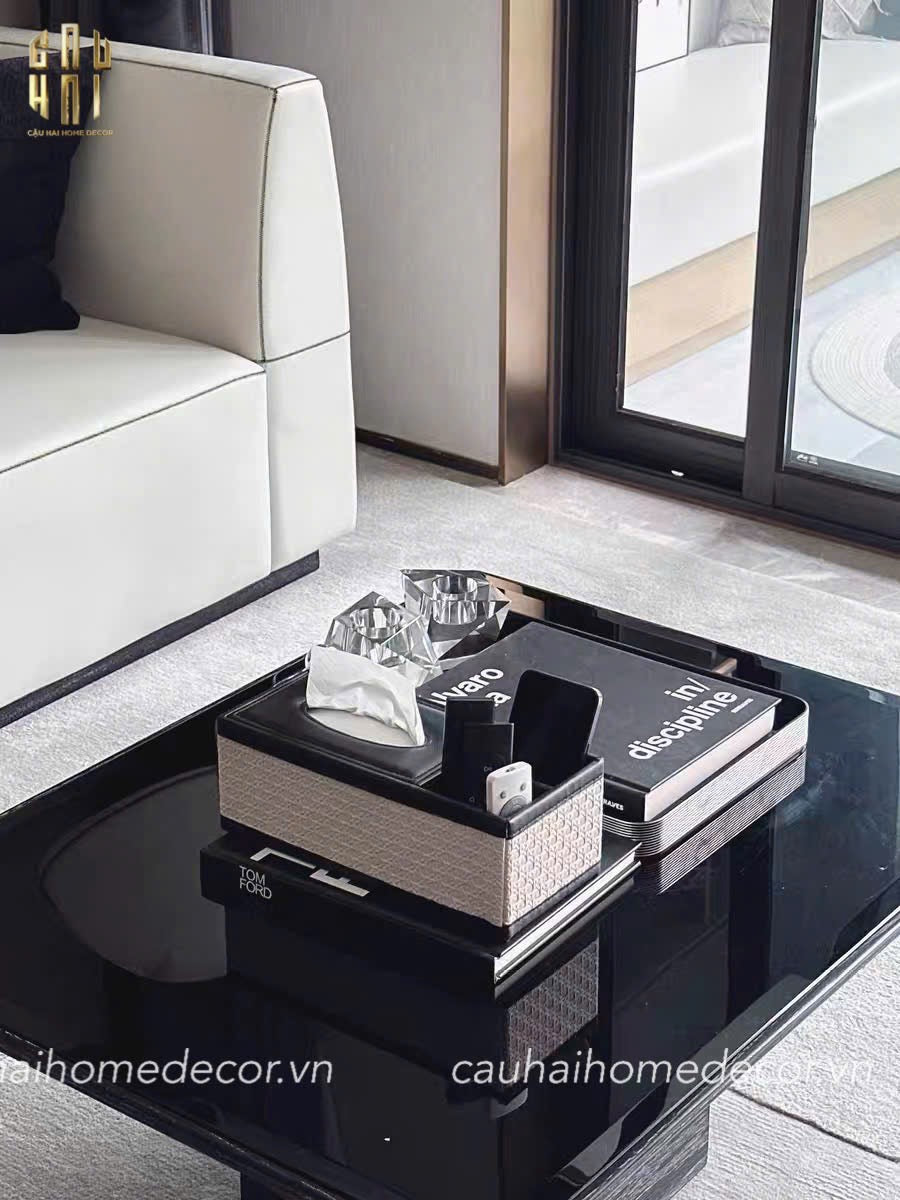Hộp Khăn Giấy Da Black Mystic-HỘP KHĂN GIẤY-CẬU HAI HOME DECOR