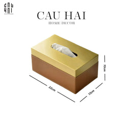 Hộp Khăn Giấy Da Cao Cấp Cognac-CẬU HAI HOME DECOR