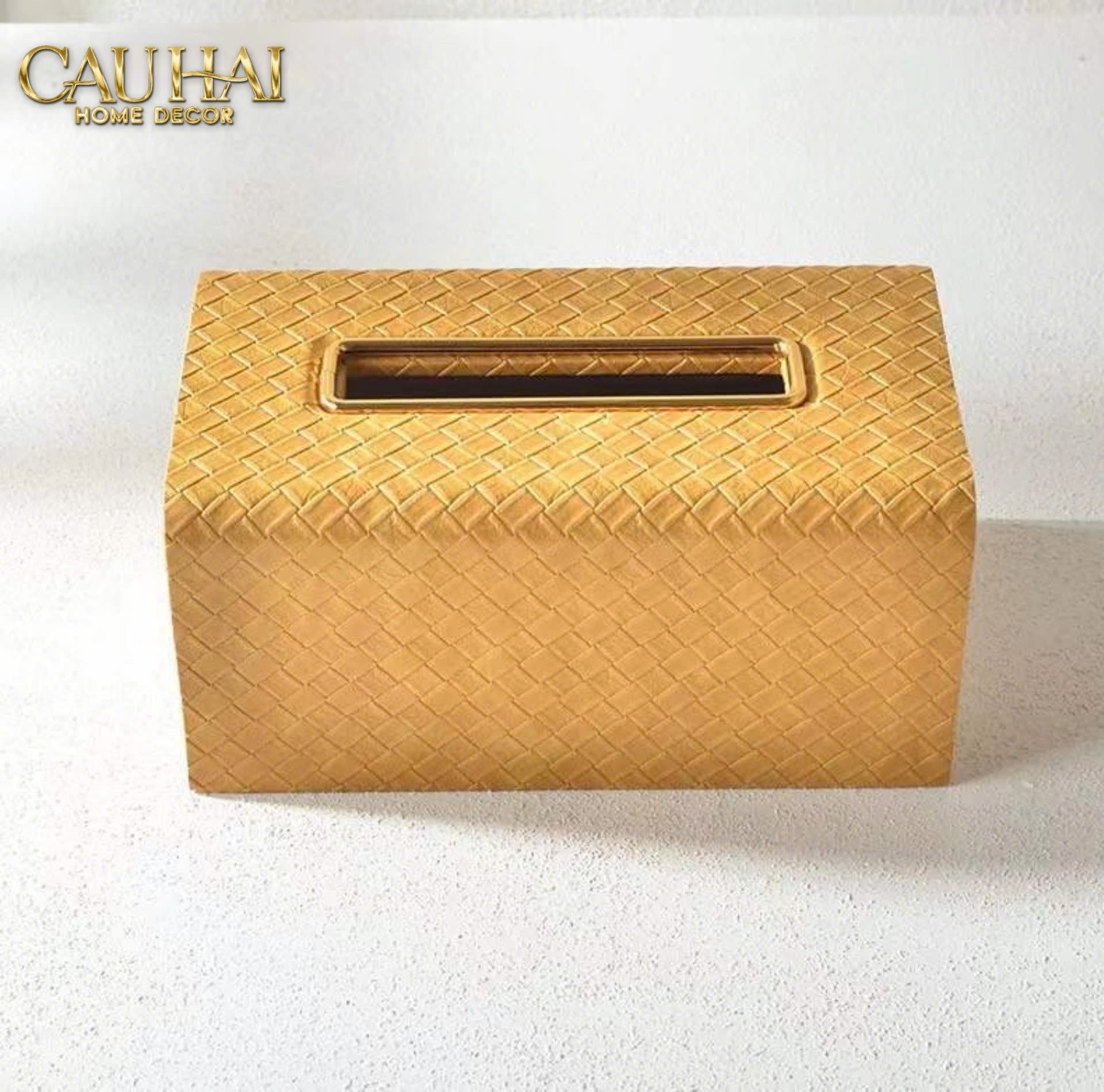 HỘP KHĂN GIẤY DA ĐAN GLAZE MUSTARD-2- Cậu Hai Home Decor