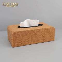 Hộp Khăn Giấy Da Đan Intrecciato Woven Leather Ebène Brown 13x24-CẬU HAI HOME DECOR