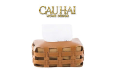 Hộp Khăn Giấy Da Đan Signature Orange Lux Leather Carré Vanity Tissue Holder-CẬU HAI HOME DECOR