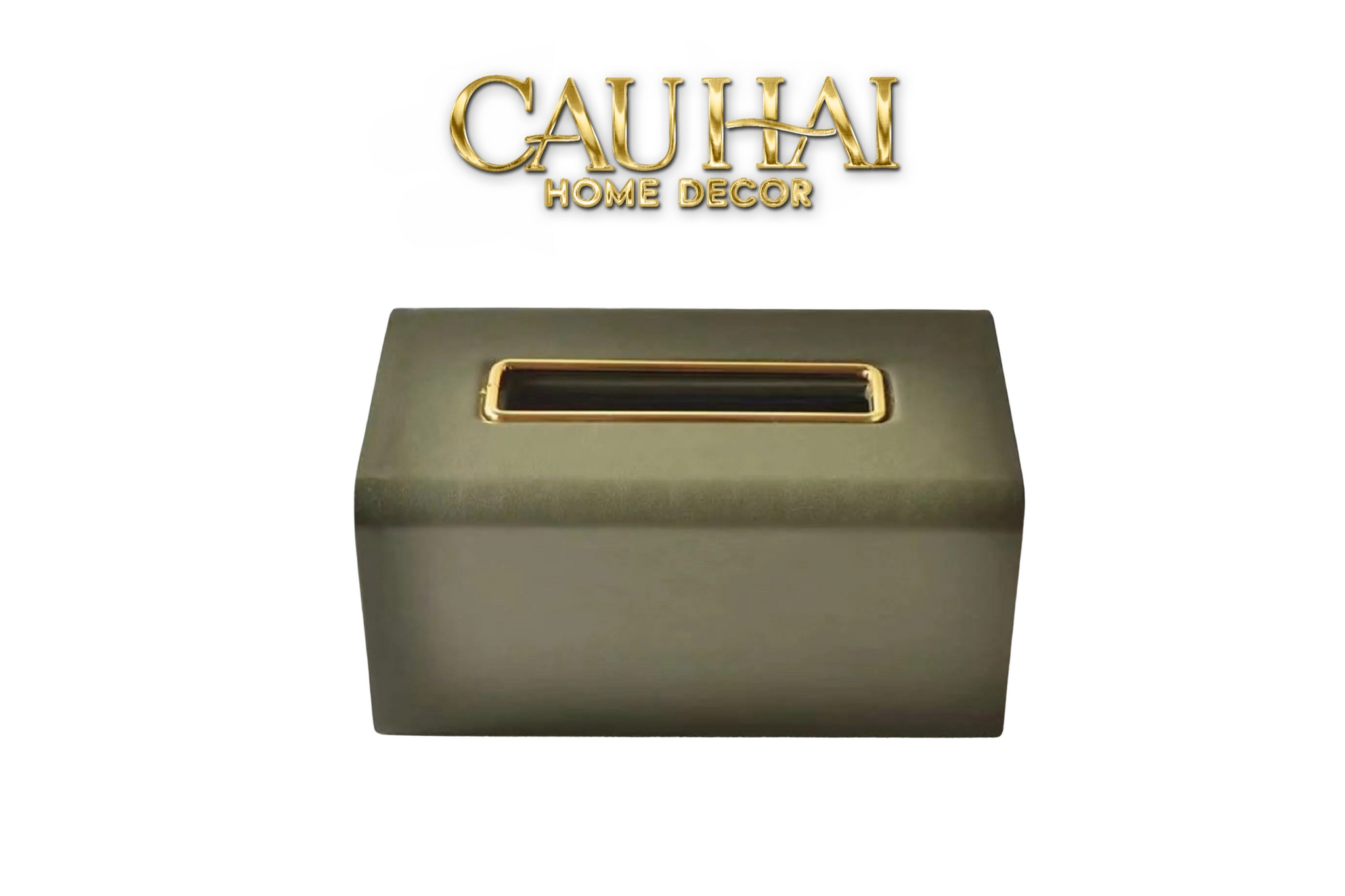 HỘP KHĂN GIẤY DA GLAZE OLIVE-1- Cậu Hai Home Decor