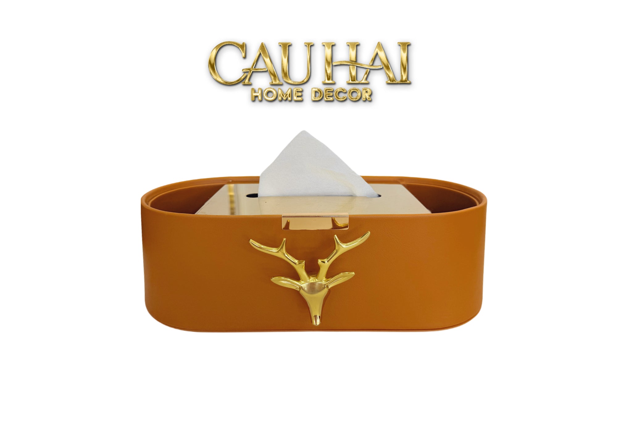 Hộp Khăn Giấy Da Golden Alley Antler Leather - CẬU HAI HOME DECOR
