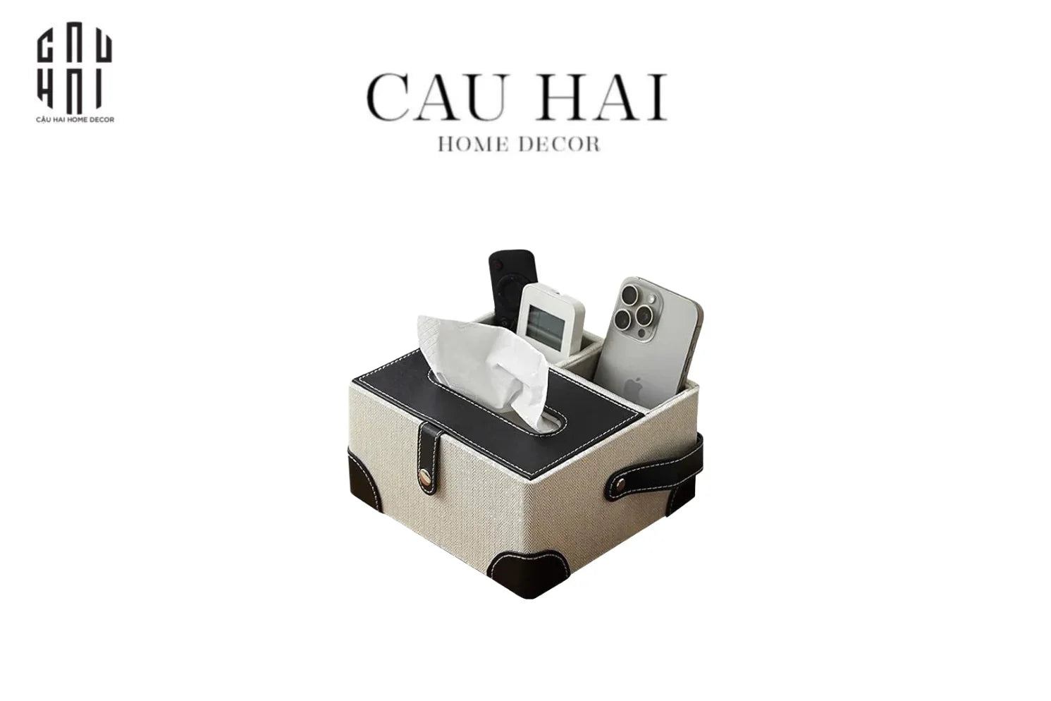 HỘP KHĂN GIẤY DA HANDY BLACK EVELYN