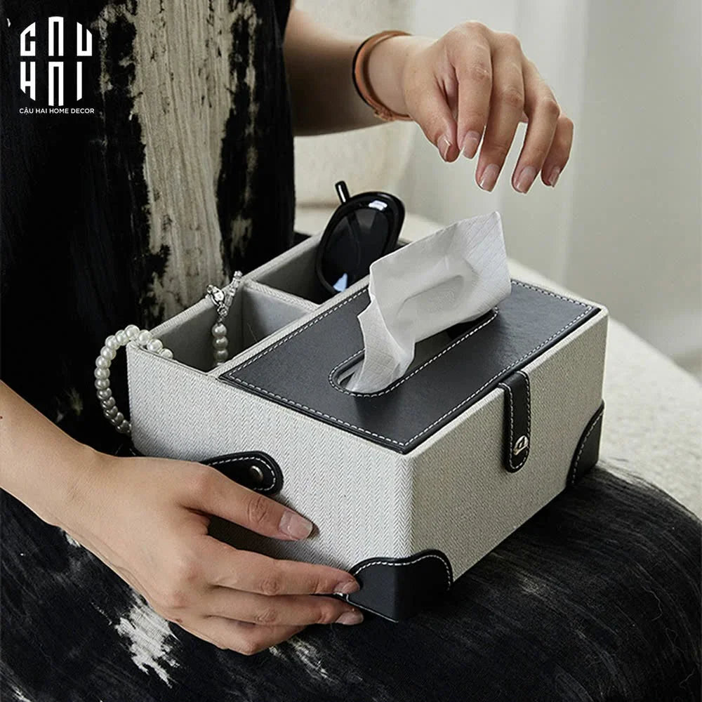 HỘP KHĂN GIẤY DA HANDY BLACK EVELYN
