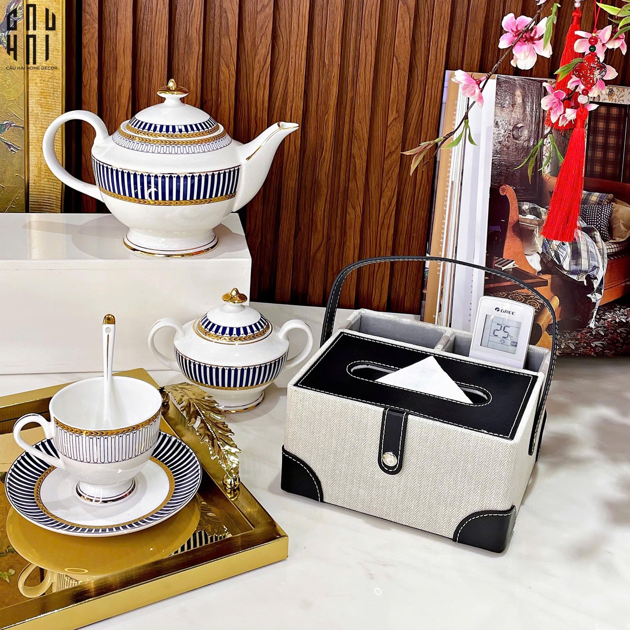 Hộp Khăn Giấy Da Handy Black Evelyn-CẬU HAI HOME DECOR