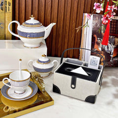 Hộp Khăn Giấy Da Handy Black Evelyn-CẬU HAI HOME DECOR